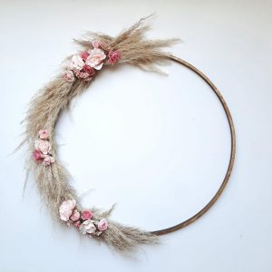 Drveni dekor -  OBROOCH + pampas